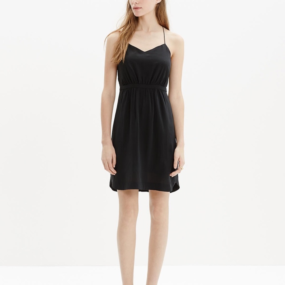 Madewell Silk Daylight Dress, size 10, black